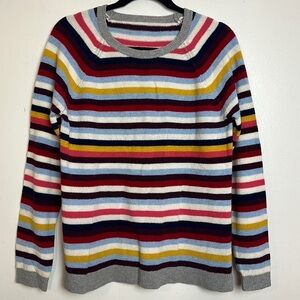 Clements Ribeiro Merino Wool Multicolored Rainbow Striped Crewneck Sweater